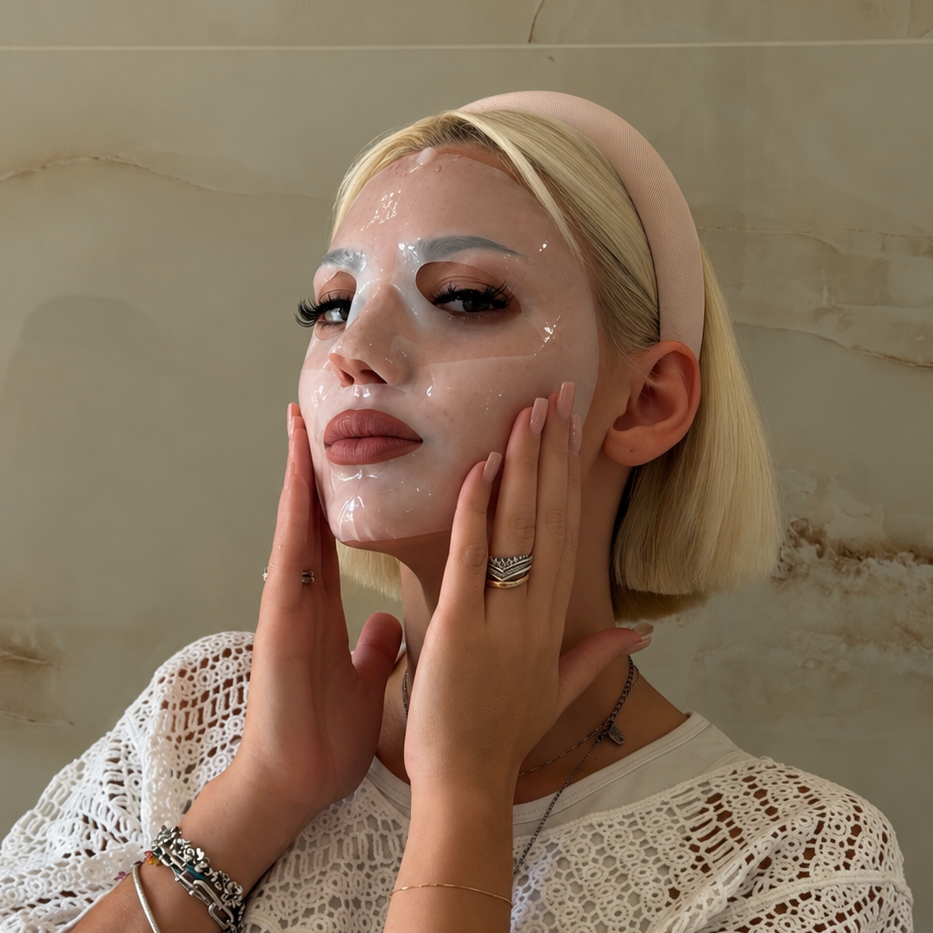 maschera al collagene appena indossata